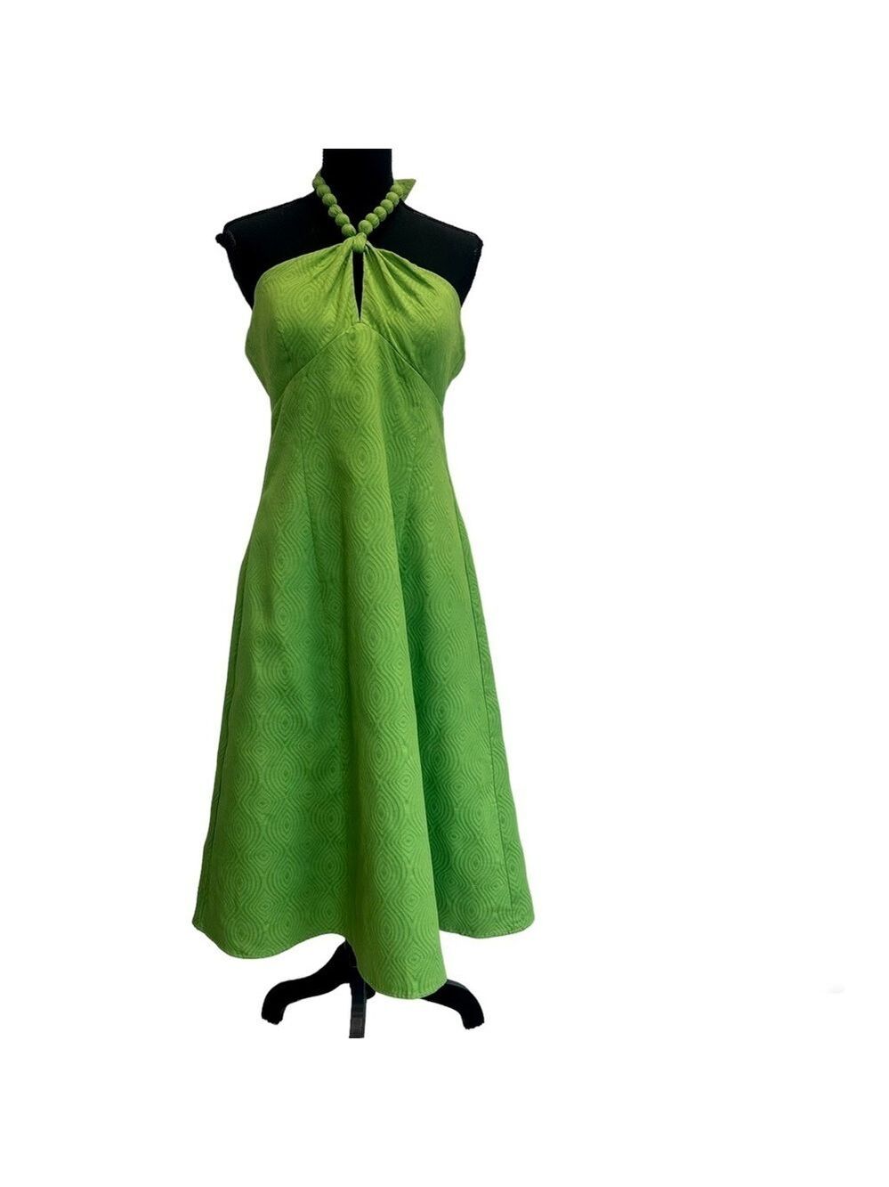 Laura green halter A-line fit and flare textured bohemian dress Sz 8 NWT